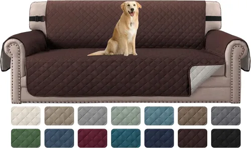 Miniatura 28 de H.VERSAILTEX Funda de sofá resistente al agua para sofá de 3 cojines, reversible, protector de muebles acolchado con correa elástica, funda de sofá