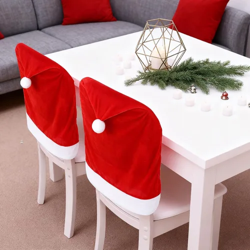 Miniatura 6 de Juego de 4 Fundas para Sillas de Cocina de Navidad, Fundas Elásticas Estirativas para Sillas de Comedor, Decoración Navideña Festiva para la Cocina