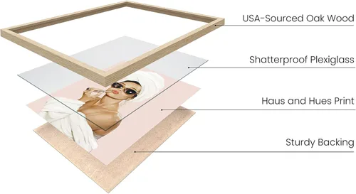 Miniatura 2 de HAUS AND HUES Arte de Pared de Audrey Hepburn – Póster Enmarcado Rosa, Decoración de Maquillaje Glamorosa, Impresión Vogue de Celebridad