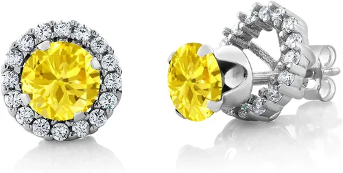 Miniatura 29 de Gem Stone King Aretes redondos de plata de ley 925 de 0.236 in con piedra natal extraíble para mujer