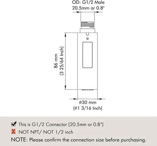 Miniatura 7 de Cabezal rociador desplegable para grifo de cocina, cabezal de repuesto de grifo de cocina de 2 funciones en forma de columna, 1.8 GPM G1/2