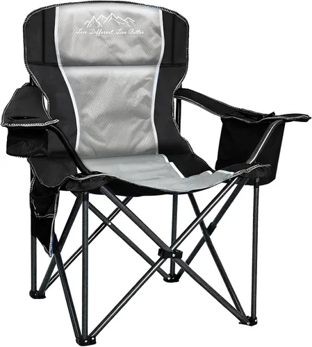 Silla de campamento de gran tamaño, capacidad de 500 libras para personas grandes y altas, silla plegable acolchada extra ancha para personas