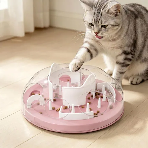 Miniatura 7 de Pet Prime Alimentador de rompecabezas para gatos, juguetes interactivos de enriquecimiento para gatos de interior, alimentador lento, rompecabezas