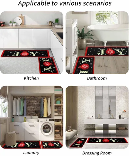 Miniatura 6 de Tapete de baño con copos de nieve para bañera, antideslizante, de secado rápido y absorbente, con tierra de diatomeas, para cocina, lavable