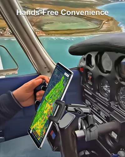 Miniatura 2 de Soporte de yugo para tableta, soporte de abrazadera de yugo para iPad para aviones, brazo de metal ajustable de 360° entrenador de aviación soporte