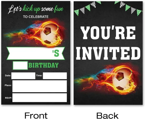 Miniatura 2 de VAHATAN Invitaciones de fiesta de cumpleaños de fútbol para niños, tarjetas de invitaciones de cumpleaños de fútbol, 20 paquetes, vamos a preparar
