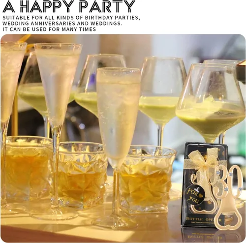 Miniatura 8 de Paquete de 12 abridores de botellas de cumpleaños 30 para fiestas de cumpleaños 30, recuerdos de 30 aniversario de boda, recuerdos, regalos