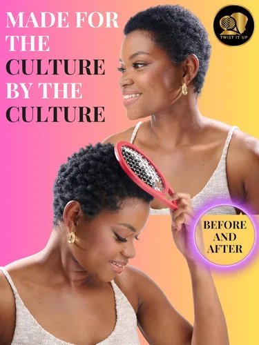 Miniatura 5 de Peine Twist It Up (Negro Bond) - Alternativa para las esponjas para el cabello, crea rizos y torciones para hombres de color, diseño de raqueta