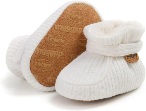 Miniatura 42 de Botines de forro polar para bebés, niños y niñas, pantuflas antideslizantes con agarre suave, zapatos de calcetín para recién nacidos, cuna