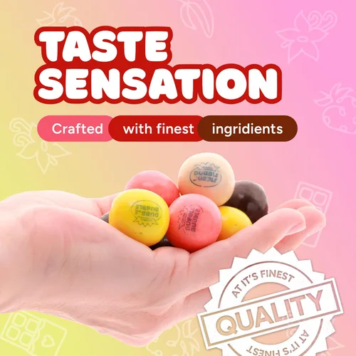 Miniatura 4 de Bolas de goma de mascar de plátano divididas – Bolas de chicle grandes de 1 pulgada – Bolsa resellable de 1.7 libras de goma de mascar de doble