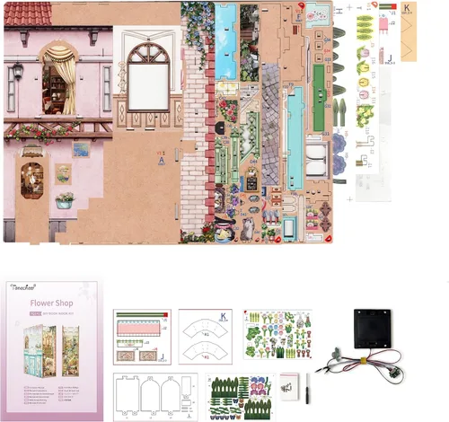 Miniatura 8 de Tonecheer Kit de rincón de libros para adultos, rompecabezas 3D de madera de Booknook, kit de casa en miniatura, decoración de estantería