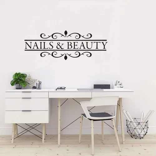 Miniatura 5 de LY1259 - Vinilo decorativo para salón de belleza, uñas extraíbles y barra de esmalte de cabello, mural de ventana para salón de belleza, elegante