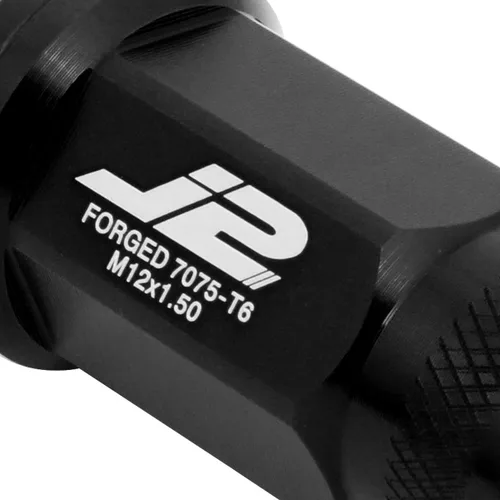 Miniatura 3 de J2 Engineering LN-T7-014-15-BK Negro 7075 Aluminio M12 x 1.5 20Pcs L: 1.969 in Tuerca superior moleteada con adaptador