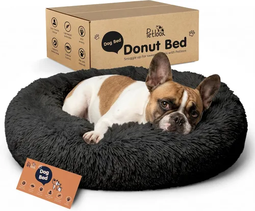 Miniatura 31 de Cama para perros con forma de dona, comodidad prémium para aliviar la ansiedad, diseño esponjoso y calmante con soporte ultra afelpado, acogedora