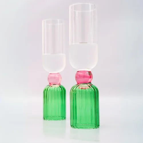 Miniatura 3 de ban.do Juego de 2 copas de bar de 6.6 onzas para adultos, copas de cóctel únicas de vino y champán, cristalería estética para carrito de bar (verde)