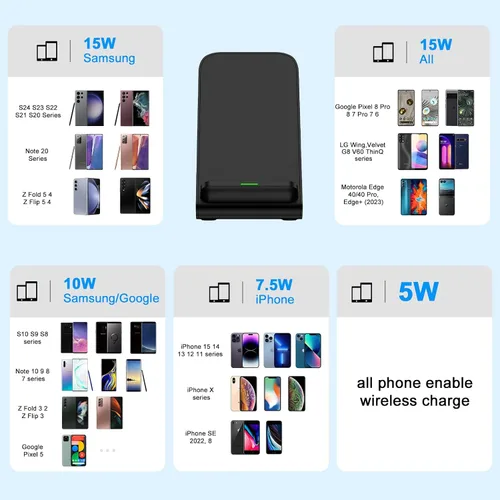 Miniatura 7 de Fast S25 S24 Ultra Samsung - Soporte de cargador inalámbrico, paquete de 2 estaciones de carga inalámbrica de 15 W para Samsung Galaxy S26 S25 Edge
