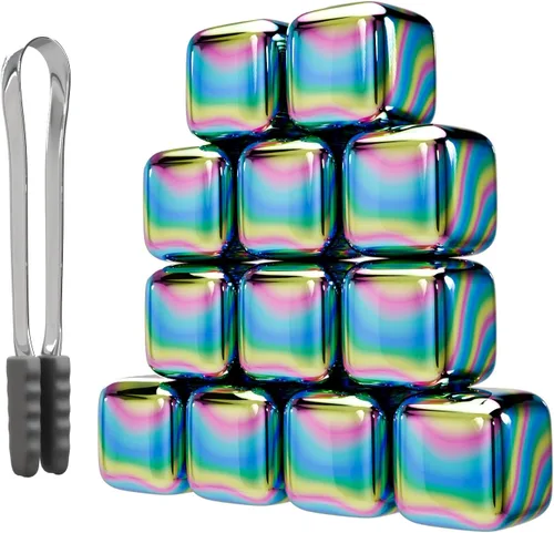 Miniatura 10 de ShanSon Enfriadores de vino, cubos de hielo de metal, 6 unidades, piedras de whisky de acero inoxidable, reutilizables, piedras de whisky