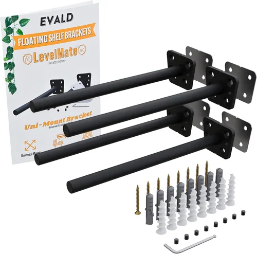 Miniatura 15 de EVALD Soporte de Estante Flotante Resistente Soporte de Repisa Flotante de 4 Pulgadas, Soportes de Estante Ocultos y Anclajes Accesorios
