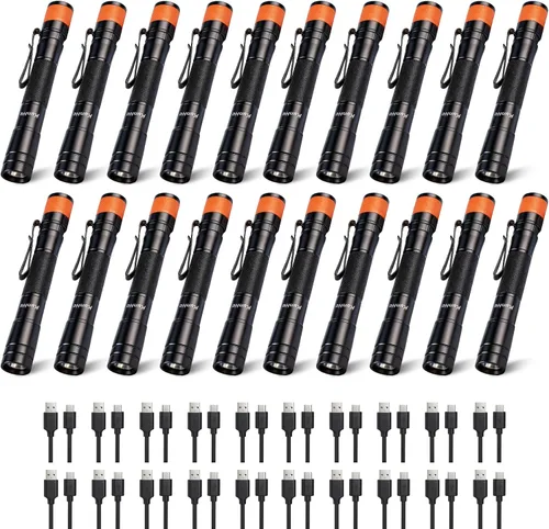 Miniatura 8 de KunHe Linterna LED recargable portátil de 180 lúmenes, paquete de 2 unidades, luz de bolsillo impermeable, modo único, fácil de usar con clip