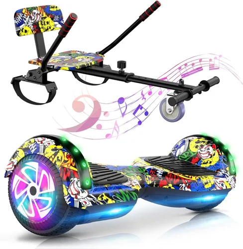 Miniatura 13 de LIEAGLE Hoverboard - Patineta autoequilibrante de 16.5 cm, 6.5 pulgadas, con ruedas Bluetooth, luces LED, para niños y adultos A01-blanco
