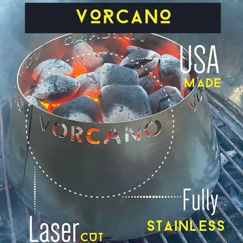 Miniatura 2 de Vorcano BBQ Brand - Cono de parrilla de carbón Vortex de acero inoxidable compatible con hervidor Weber, huevo verde grande, Kamado Joe