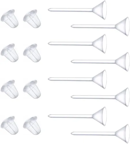 Miniatura 7 de Aretes transparentes para deportes, 300 pares de aretes transparentes y parte trasera de aretes, cabeza de copa de 0.157 in 0.157 in cabeza de copa