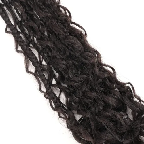 Miniatura 5 de LMZIM 18 Pulgadas Trenzas de Caja Bohemias 8 Paquetes Trenzas de Caja de Diosa Bohemia Cabello de Ganchillo con Puntas Rizadas Cabello de Ganchillo