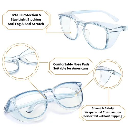 Miniatura 3 de Alsenor Gafas de Seguridad Antivaho Gafas Protectoras Bloqueo de Luz Azul Anti Polvo Protección UV Gafas para Hombres Mujeres (Paquete de 2