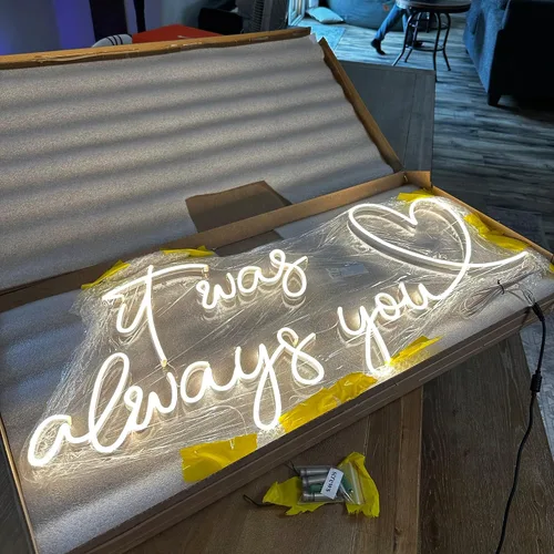 Miniatura 5 de Letrero de neón personalizado con texto en inglés «It Was Always You», letrero de neón personalizado con corazón para boda, fiesta de compromiso
