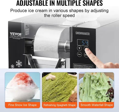 Miniatura 3 de VEVOR Máquina Comercial de Hielo en Copos, 176.4LBS/24H Fabricadora de Hielo en Copos, Máquina Raspadora de Hielo de Acero Inoxidable, Fabricadora
