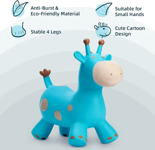 Miniatura 3 de Caballo Saltarín de Jirafa para Niños Pequeños, Animales Saltadores Caballo Saltarín, Juguetes Inflables Saltadores para Montar Regalos para Niños