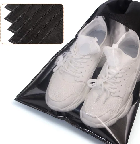 Miniatura 5 de Paquete de 12 bolsas de zapatos portátiles para viajes, bolsa grande para zapatos, organizador de almacenamiento, ventana transparente con cordón