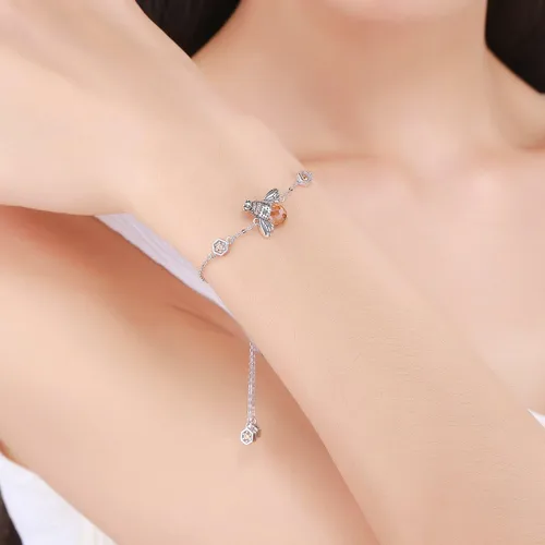 Miniatura 2 de GOXO Collar con colgante de abejorro de abeja y abeja de plata de ley