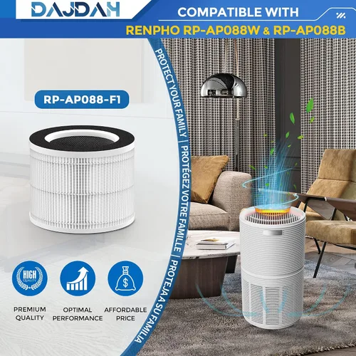 Miniatura 2 de [Blanco mejorado] RP-AP088 RP-AP088B Filtro de repuesto compatible con RENPHO RP-AP088-F1 RP-AP088-F2 H13 Filtro de repuesto verdadero