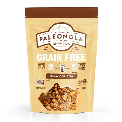 Paleonola – Granola sin Granos Sabor Piña Colada – Sin OMG, Sin Granos, Sin Soja, Sin Gluten, Sin Lácteos – Snack Proteico Bajo en Carbohidratos
