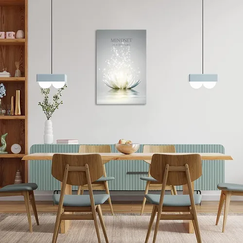 Miniatura 4 de Lienzo decorativo de pared con diseño de flor de loto, póster con citas motivacionales de mentalidad, para oficina zen, decoración de pared