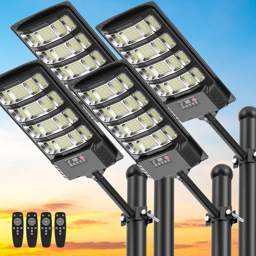 Farolas solares impermeables para exteriores, luz de inundación de ángulo de 320° de 6500 K, luz de estacionamiento solar 5730 LED con sensor de