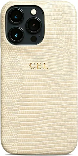 Funda de cuero con textura de piel de lagarto con letras iniciales doradas y plateadas para iPhone 14 15 16 17 Pro max 13 17 Pro Xs Max 12 11 XR 14