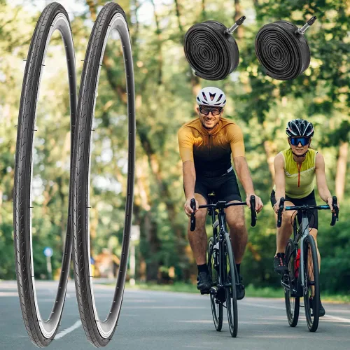 Miniatura 7 de Paquete de 1 o 2 neumáticos para bicicleta de carretera 700X23C/25C/28C/35C con o sin 2 tubos internos, válvula Presta y 2 palancas para neumáticos
