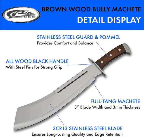 Miniatura 2 de SZCO Supplies Machete Bully de madera marrón de 18.25", 926948-BK