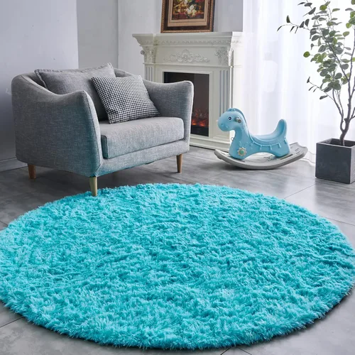 Miniatura 9 de FJZFING Alfombra redonda de color gris oscuro con teñido anudado, ultra suave, moderna, de 7 x 7 pies, alfombra circular para dormitorio de niños