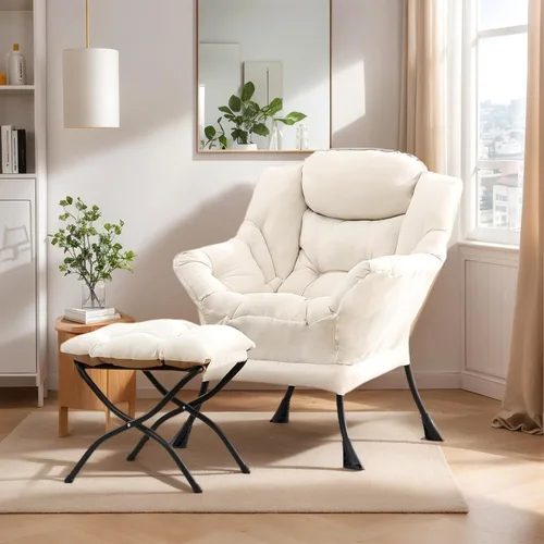 Miniatura 4 de Silla perezosa con otomana, silla de descanso moderna y grande con reposabrazos y reposapiés, silla de lectura con otomana, silla de sofá de ocio