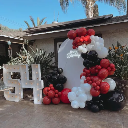 Miniatura 5 de Kit de arco de globos rojos, negros y blancos de ADOINBY, kit de guirnalda de globos con estrellas, 140 piezas, globos de diferentes tamaños