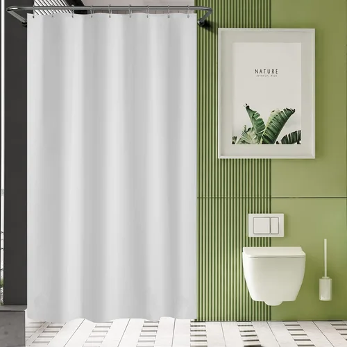 Miniatura 43 de AmazerBath - Cortina de ducha de plástico, 70 x 72 pulgadas, cortina de ducha esmerilada de plástico, impermeable, pesada, gruesa, con 3 piedras