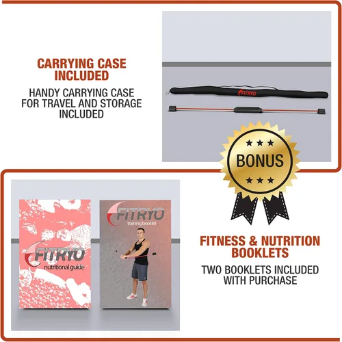 Miniatura 3 de Barra total, barra de ejercicios, barra de entrenamiento y equipo de rehabilitación, incluye estuche portátil, folleto de nutrición y folleto