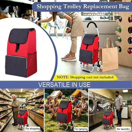 Miniatura 4 de Bolsa de repuesto para carrito de compras, bolsa de repuesto impermeable con bolsillos laterales y bolsillo frontal, para marco de aleación