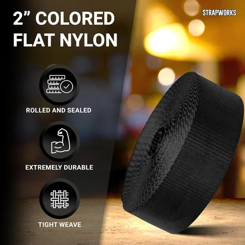 Miniatura 2 de Strapworks - Correa de nailon resistente de 2 pulgadas para cinturón, mochila, correa, collar, correa de perro, sujeción y más, 9, 18 o 45.7 metros