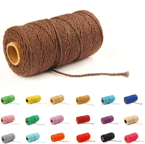 Miniatura 27 de Cordón de macramé de algodón 2 mm x 109 yardas, cuerda de algodón colorida para manualidades DIY, ganchos de plantas (Beige)