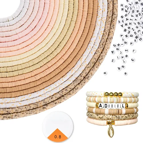 Miniatura 8 de ADIIL Kit de Fabricación de Pulseras con 7200 Piezas de Cuentas de Arcilla, Cuentas Heishi de Polímero de 6mm para Hacer Joyas, Kit de Pulseras