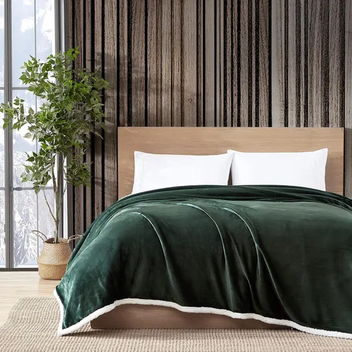 Miniatura 20 de Eddie Bauer - Manta de tamaño twin, manta de cama de felpa ultrasuave con reverso de borrego sintético, ropa de cama de gran tamaño para sofá o cama